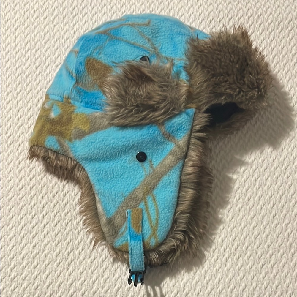 Hot Shot teal camo “flap” hat